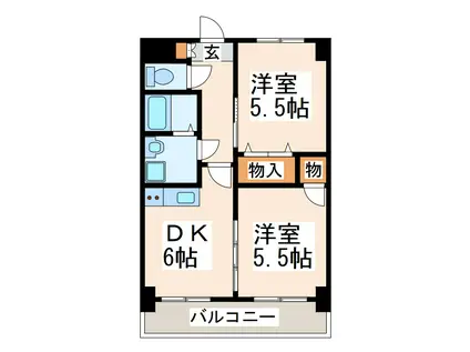 クイーンズビュー(2DK/3階)の間取り写真