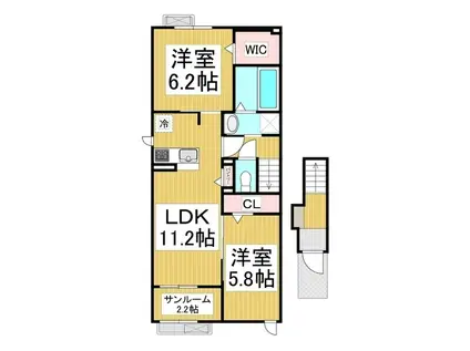 ツインズ(2LDK/2階)の間取り写真