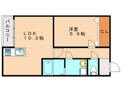 SUNMARK横浜(1LDK/2階)の間取り写真