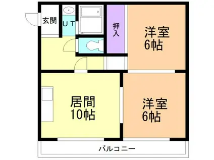 マンションしんうら(2LDK/3階)の間取り写真