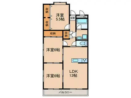 サクシード(3LDK/2階)の間取り写真