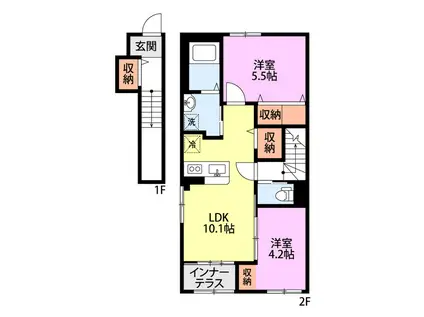 パレスコート トーケン(2LDK/2階)の間取り写真