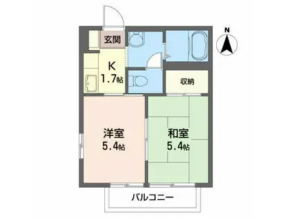 ヴェルアベニュー(2K/1階)の間取り写真