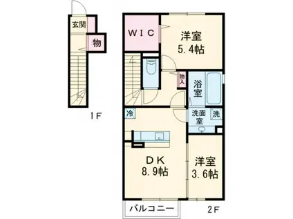 G.H.I(2DK/2階)の間取り写真