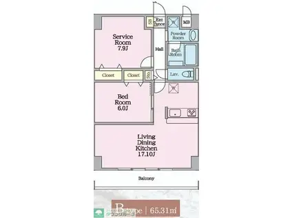 プレド・ラガール(2LDK/2階)の間取り写真