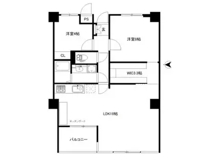 ベルトゥリー若草アネックス(2LDK/2階)の間取り写真