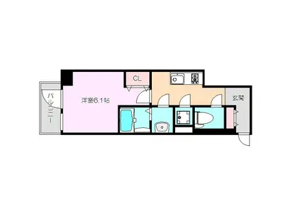 レジュールアッシュOSAKAディフィール(1K/4階)の間取り写真