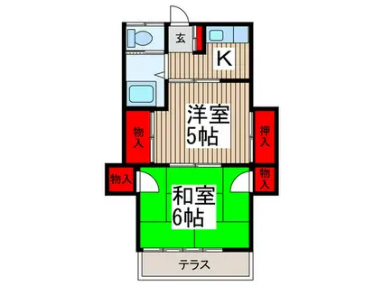 コーポ喜芳(2K/1階)の間取り写真