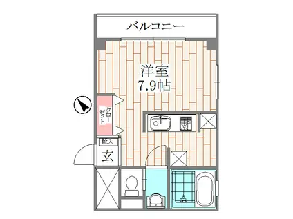 サウス.KII(ワンルーム/4階)の間取り写真