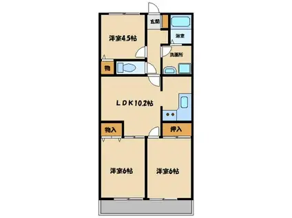 サニープレスキャッスルB(3LDK/2階)の間取り写真