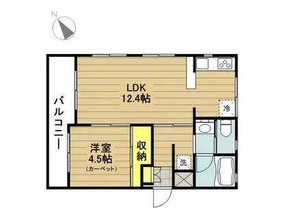 第3笑和コーポ(1LDK/1階)の間取り写真