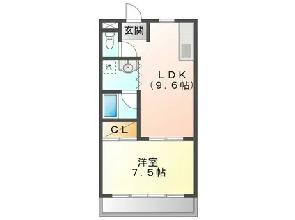 アリエル城山(1LDK/2階)の間取り写真