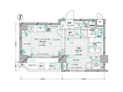 デュオ・スカーラ麹町(1DK/2階)の間取り写真