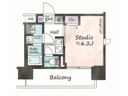 ガーラ・グランディ川口並木(1K/9階)の間取り写真