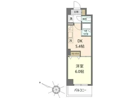 ジョイヴィレッジ御殿山(1DK/4階)の間取り写真