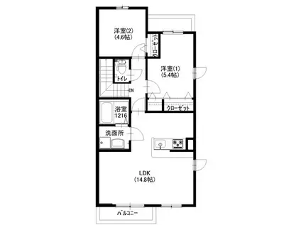 グランシャリオ(2LDK/2階)の間取り写真