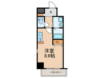 ONLYONE灘南通(ワンルーム/8階)の間取り写真