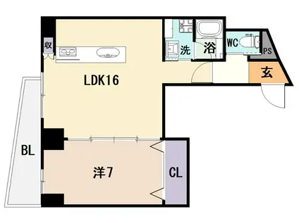 プレミアム長瀬(1LDK/4階)の間取り写真