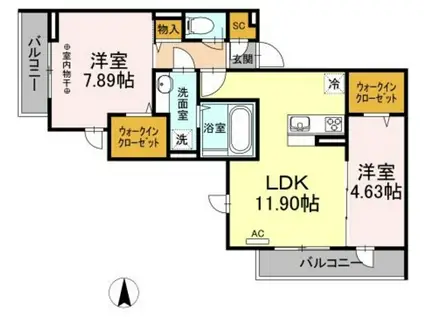 京成本線 青砥駅 徒歩4分 3階建 築7年(2LDK/3階)の間取り写真