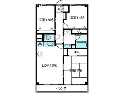 センチュリー新町(3LDK/3階)の間取り写真