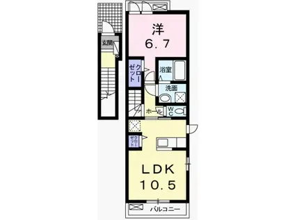 プレシャスB(1LDK/2階)の間取り写真