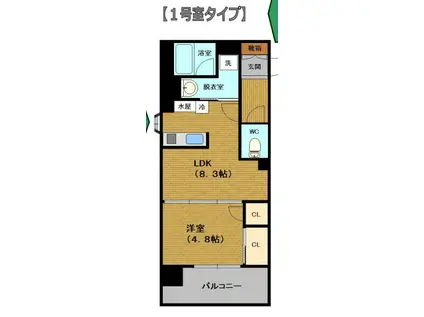 PIER PARK渡辺通(1LDK/5階)の間取り写真