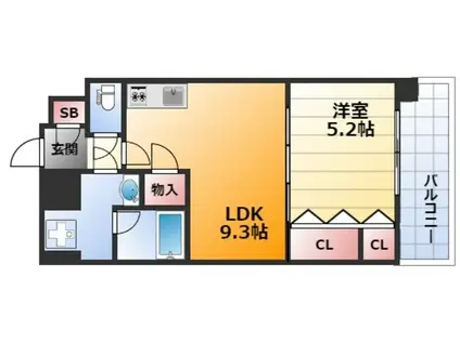 スプランディッド三国I(1LDK/11階)の間取り写真