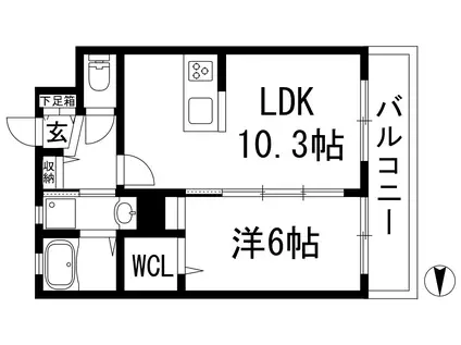 サンクウィステリア(1LDK/1階)の間取り写真