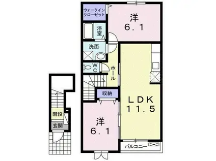 オリエンタル・ヴィラ(2LDK/2階)の間取り写真