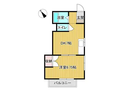 シャトー千枝(1DK/1階)の間取り写真