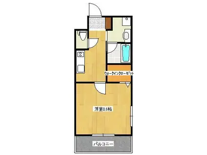 グランディール黒髪(1K/3階)の間取り写真