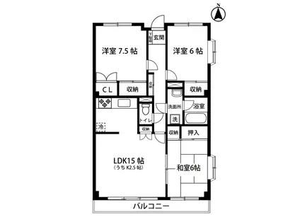 ウエストプラザ(3LDK/4階)の間取り写真