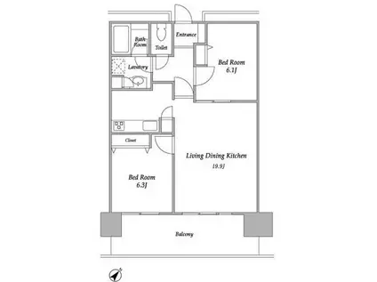 プラザタワー勝どき(2LDK/28階)の間取り写真
