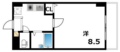 ヴィラセゾン甲南(1K/3階)の間取り写真