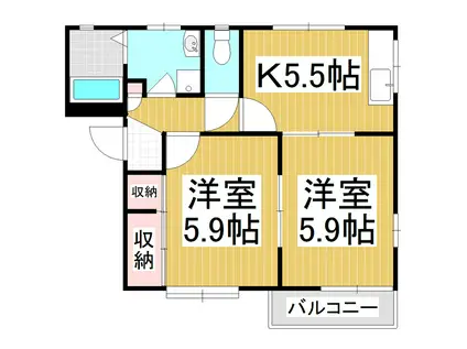 DIAS OANA B棟(2K/2階)の間取り写真