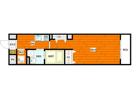 己斐本町(1K/3階)の間取り写真