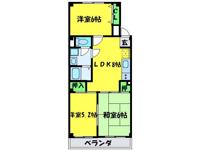 テランガ大浜(3LDK/3階)の間取り写真