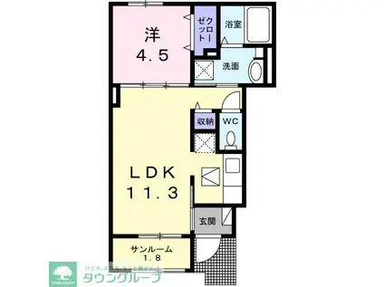 サニーホームIII(1LDK/1階)の間取り写真