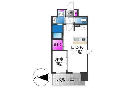 レオンヴァリエ長堀通(1LDK/5階)の間取り写真