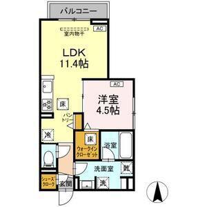 AVGI新瑞橋(1LDK/1階)の間取り写真