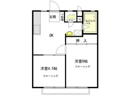 コウエイアパート(2DK/2階)の間取り写真