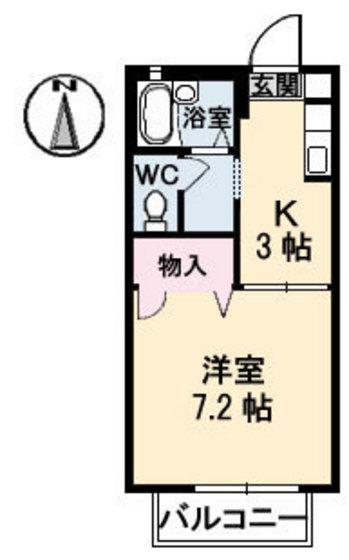 フォーレストヒルズ B棟(1K/2階)の間取り写真