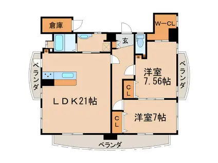 FELIZ CASTILLO(2LDK/8階)の間取り写真