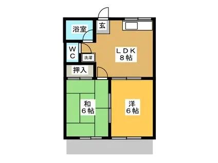 オーシャンハイツ(2LDK/1階)の間取り写真