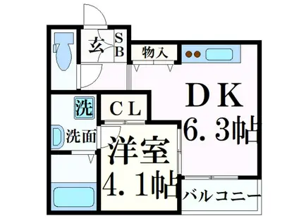 ONDINA(1DK/2階)の間取り写真