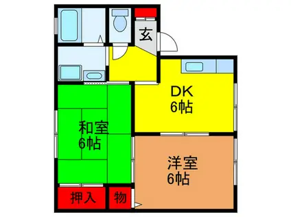 グランドソレーユA棟(2DK/1階)の間取り写真