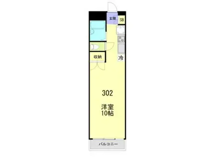 カーサ第1宇喜田1号棟(ワンルーム/3階)の間取り写真
