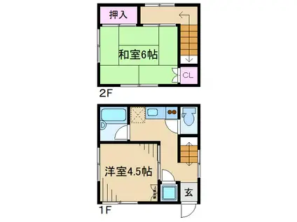 昼間荘(1LDK/1階)の間取り写真