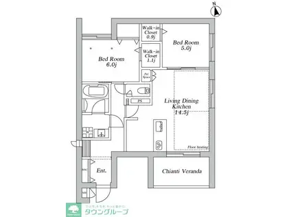 登戸メゾン東棟(2LDK/4階)の間取り写真