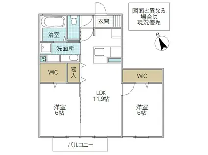 D-ROOM赤塚 B(2LDK/2階)の間取り写真